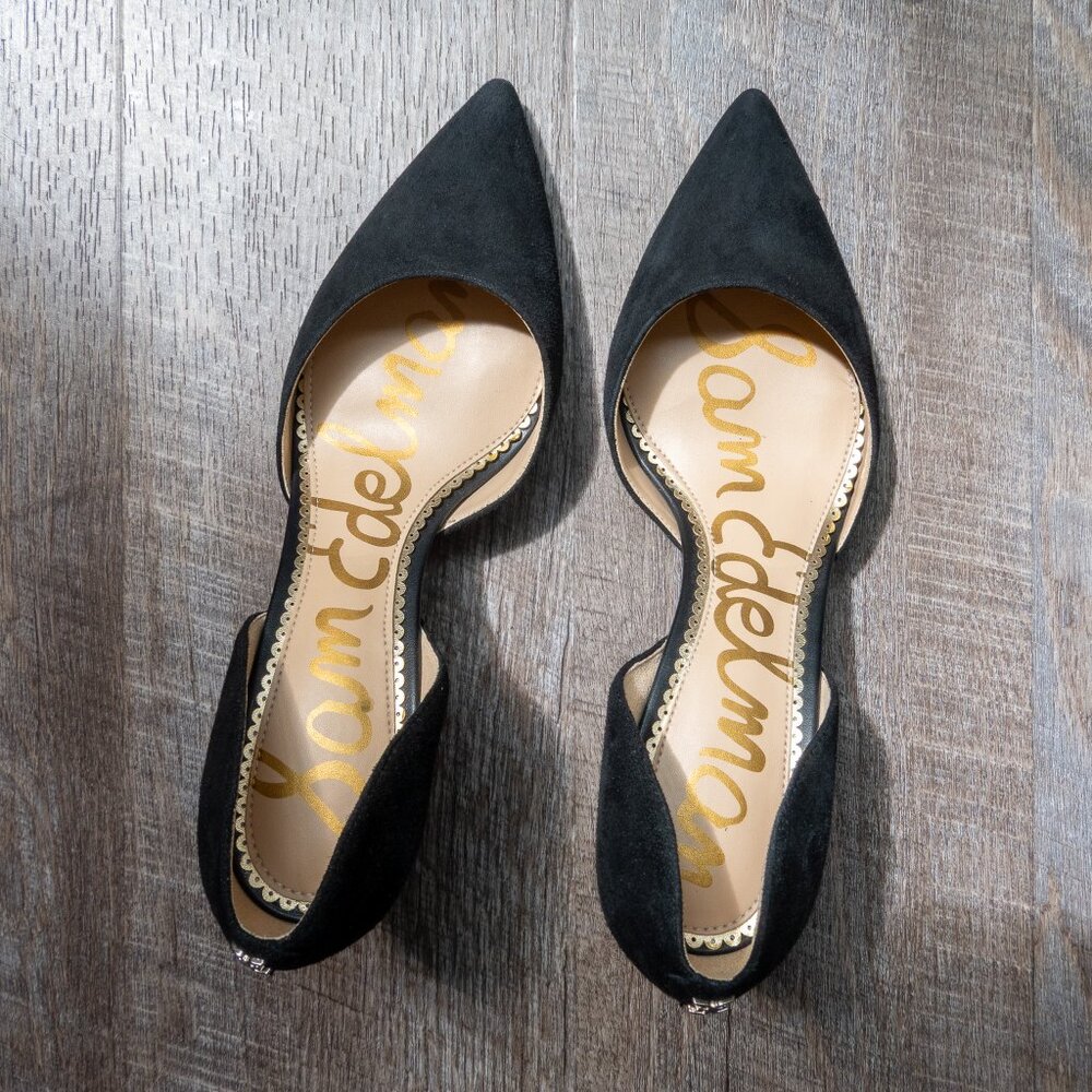 Sam Edelman Jaina d'Orsay Black Suede Pump-Mid-height-Pointed Toe Pump